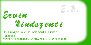 ervin mindszenti business card